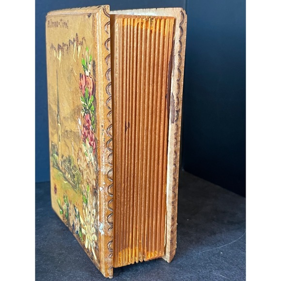 Vintage Ellmau Tirol Hand Painted Wooden Book Box Alpine Church Scene Austria - Picture 4 of 12